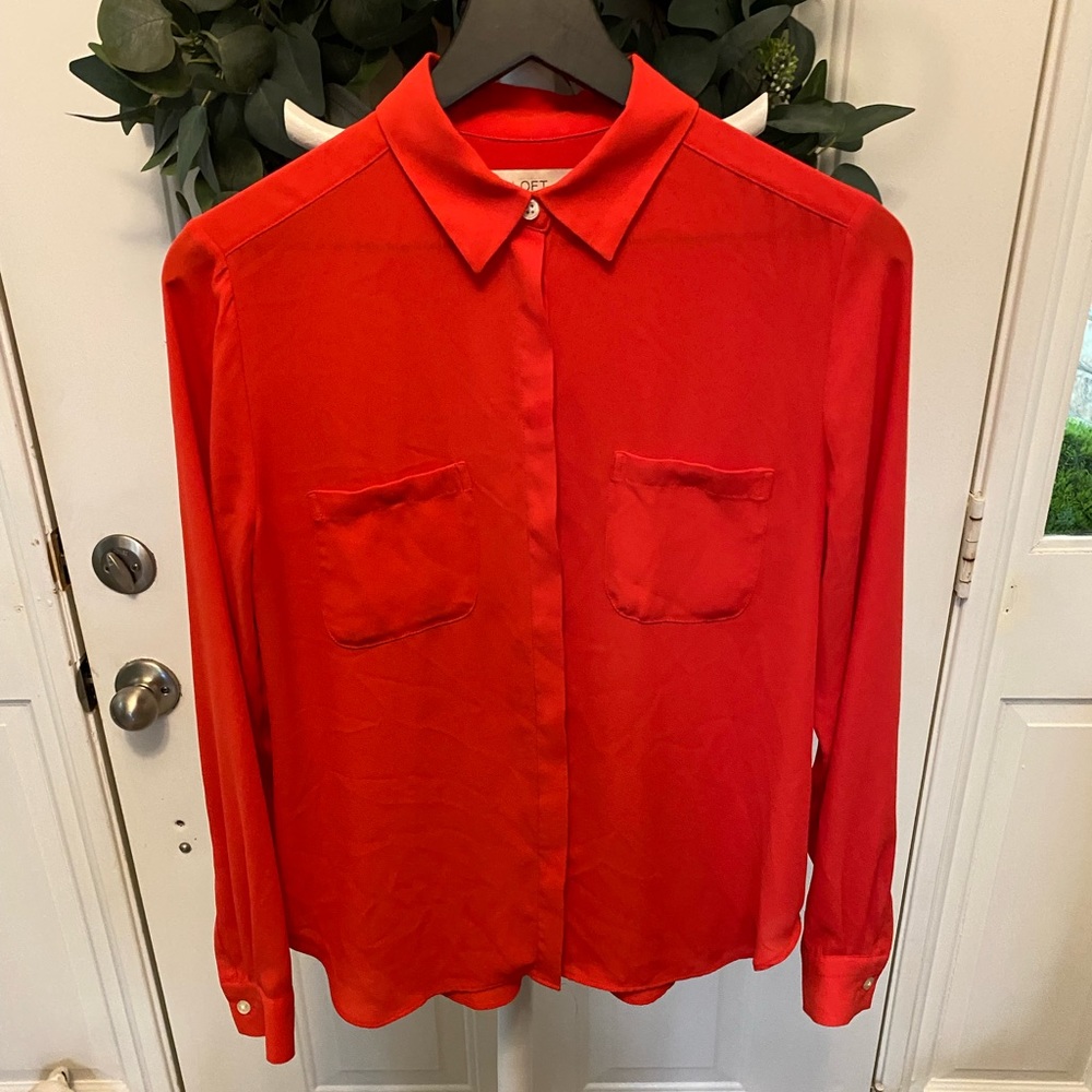 Loft Button Down Top LS S